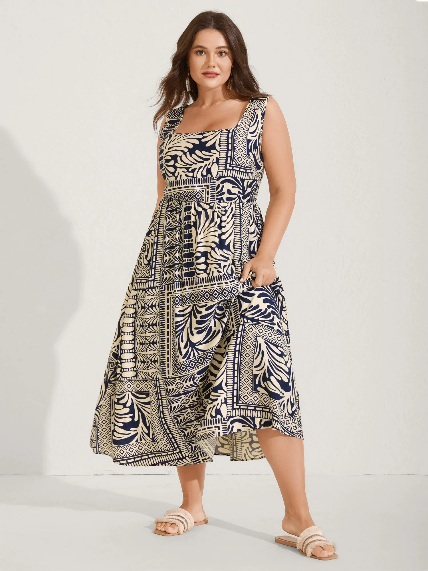 Geometric Collage Print Pockets Midi Dress sold by Bloomchic product image thumbnail 3