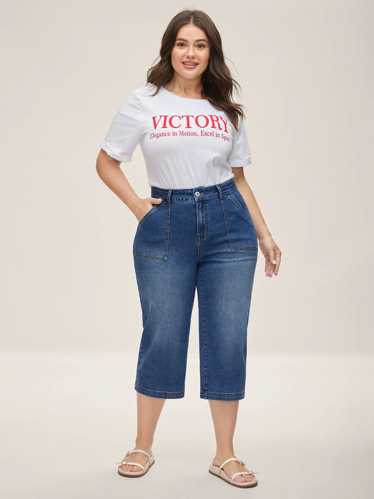 Stretchy Mid-Rise Capri Jeans sold by Bloomchic product image thumbnail 4