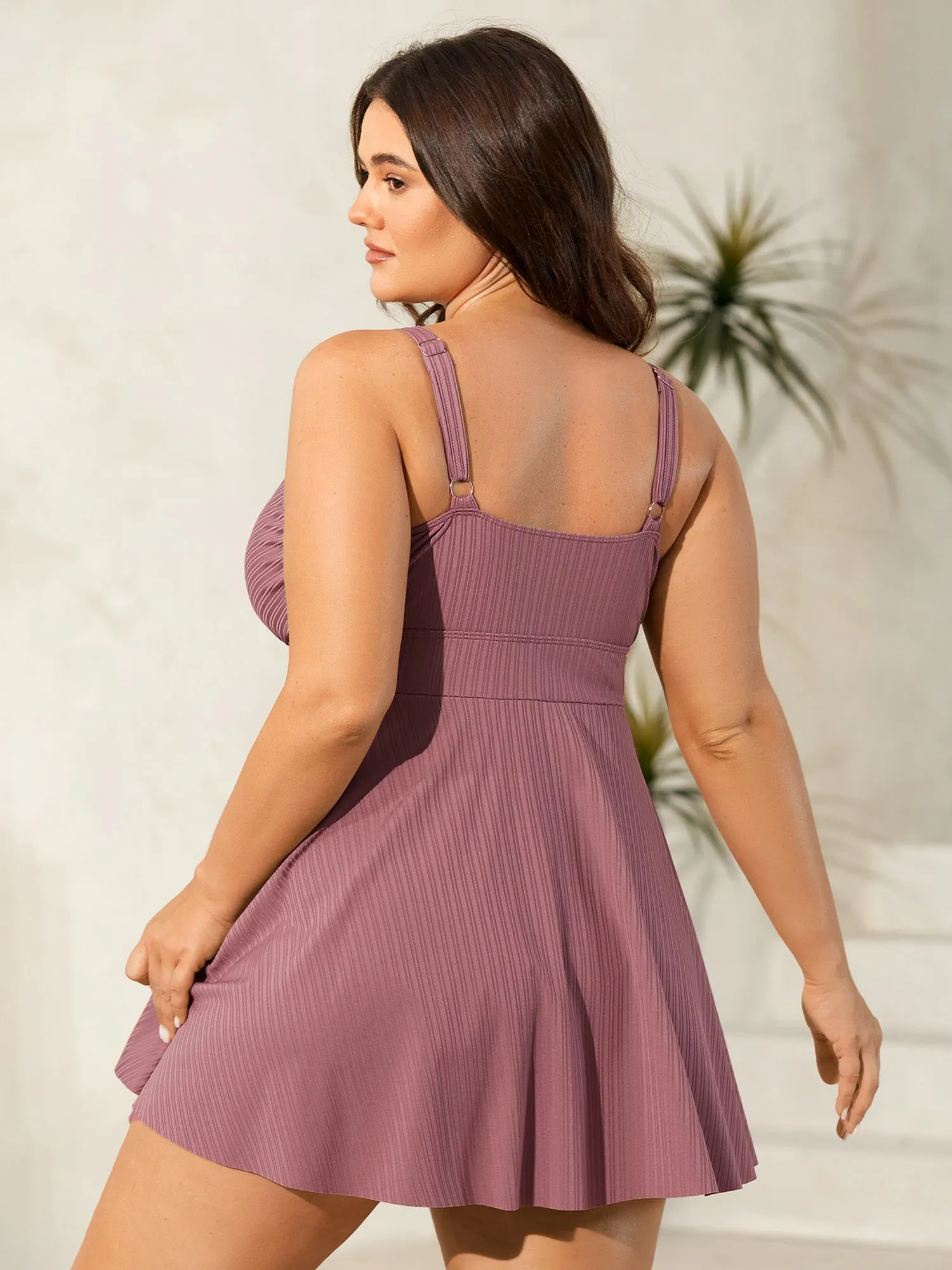 Textured Belted Solid Swim Dress sold by Bloomchic product image thumbnail 2