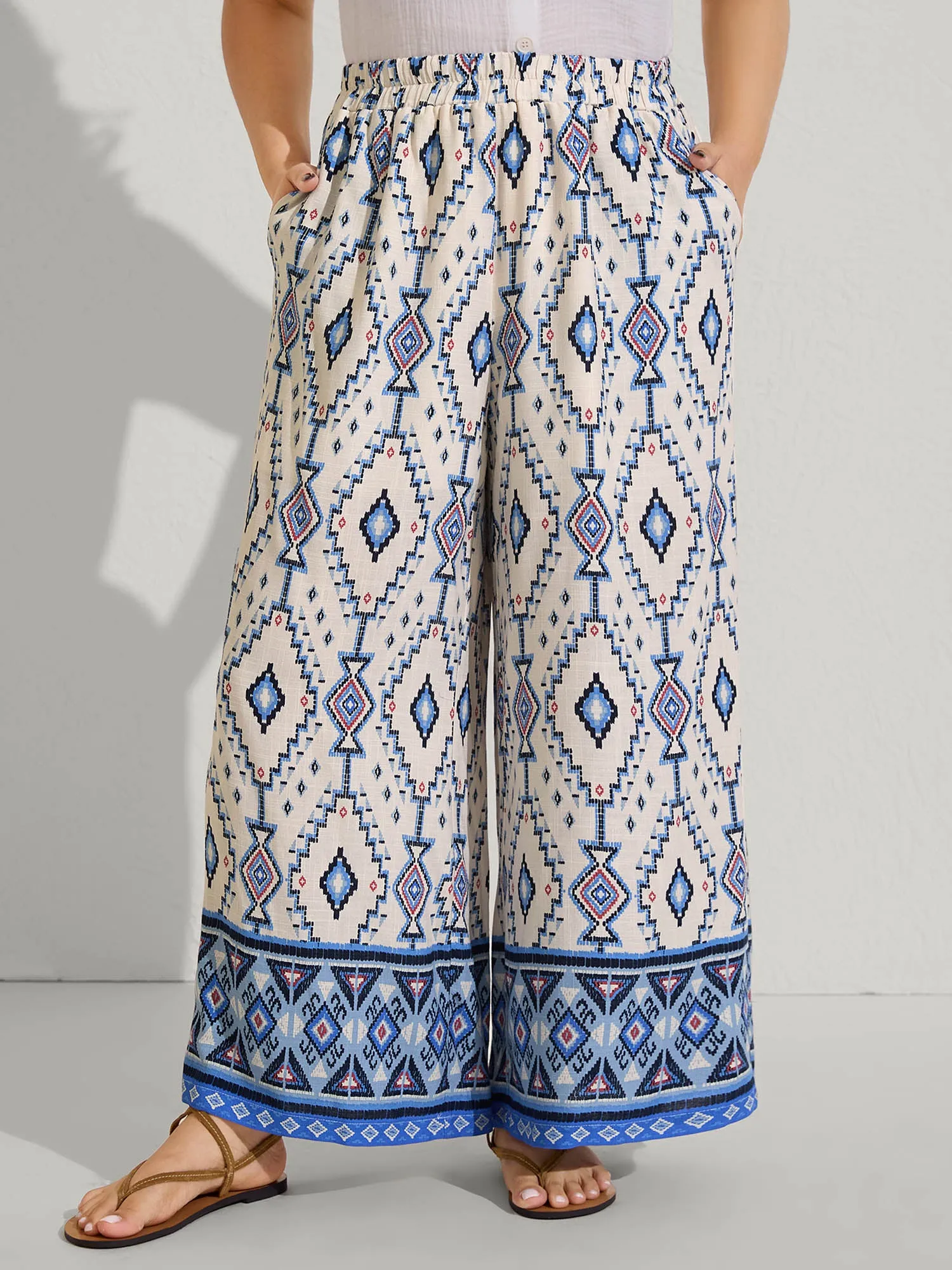 Boho Print Pockets Wide-Leg Pants sold by Bloomchic product image thumbnail 3