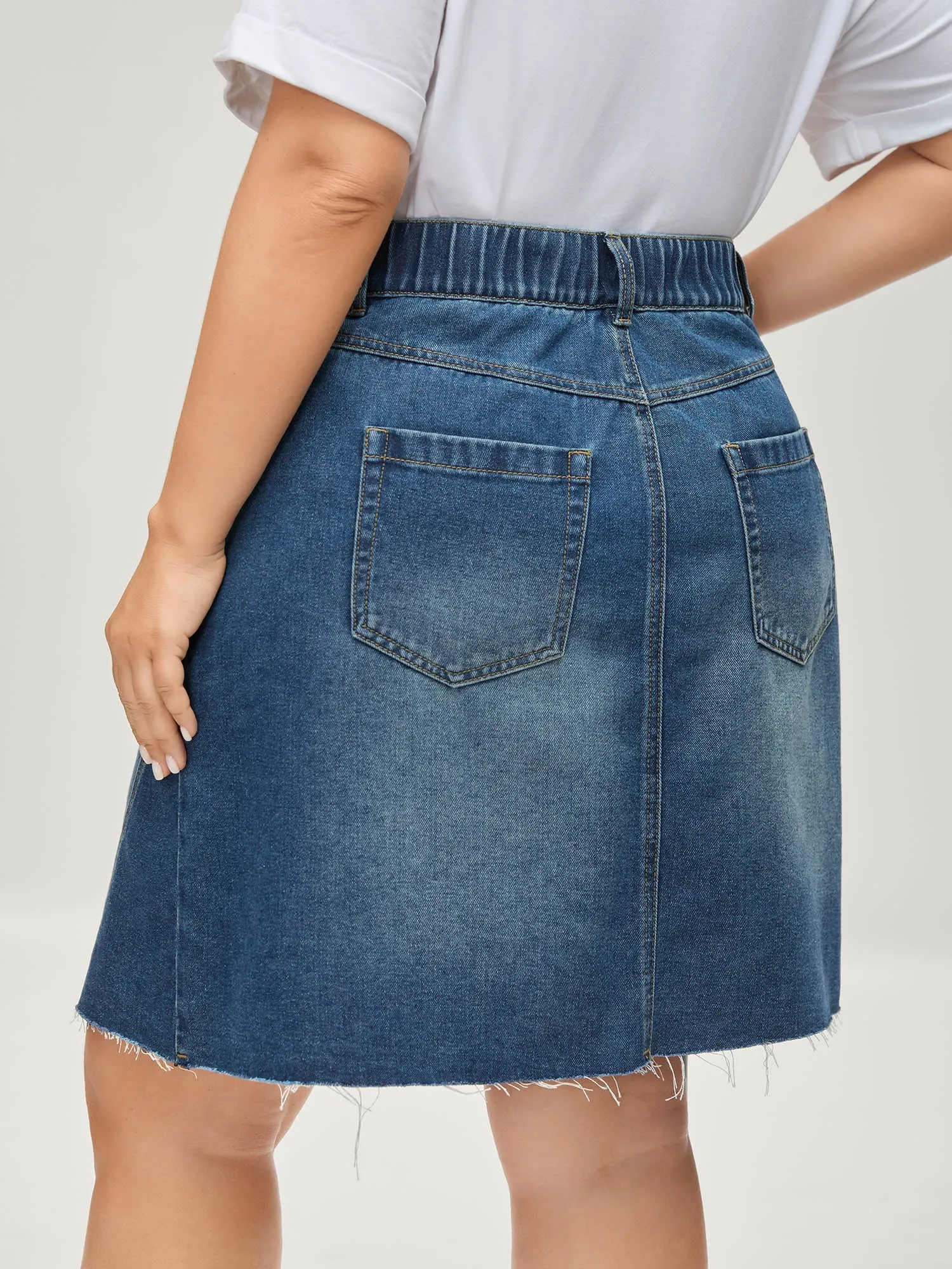 Stretchy Waist Classic Denim Skirt sold by Bloomchic product image thumbnail 2