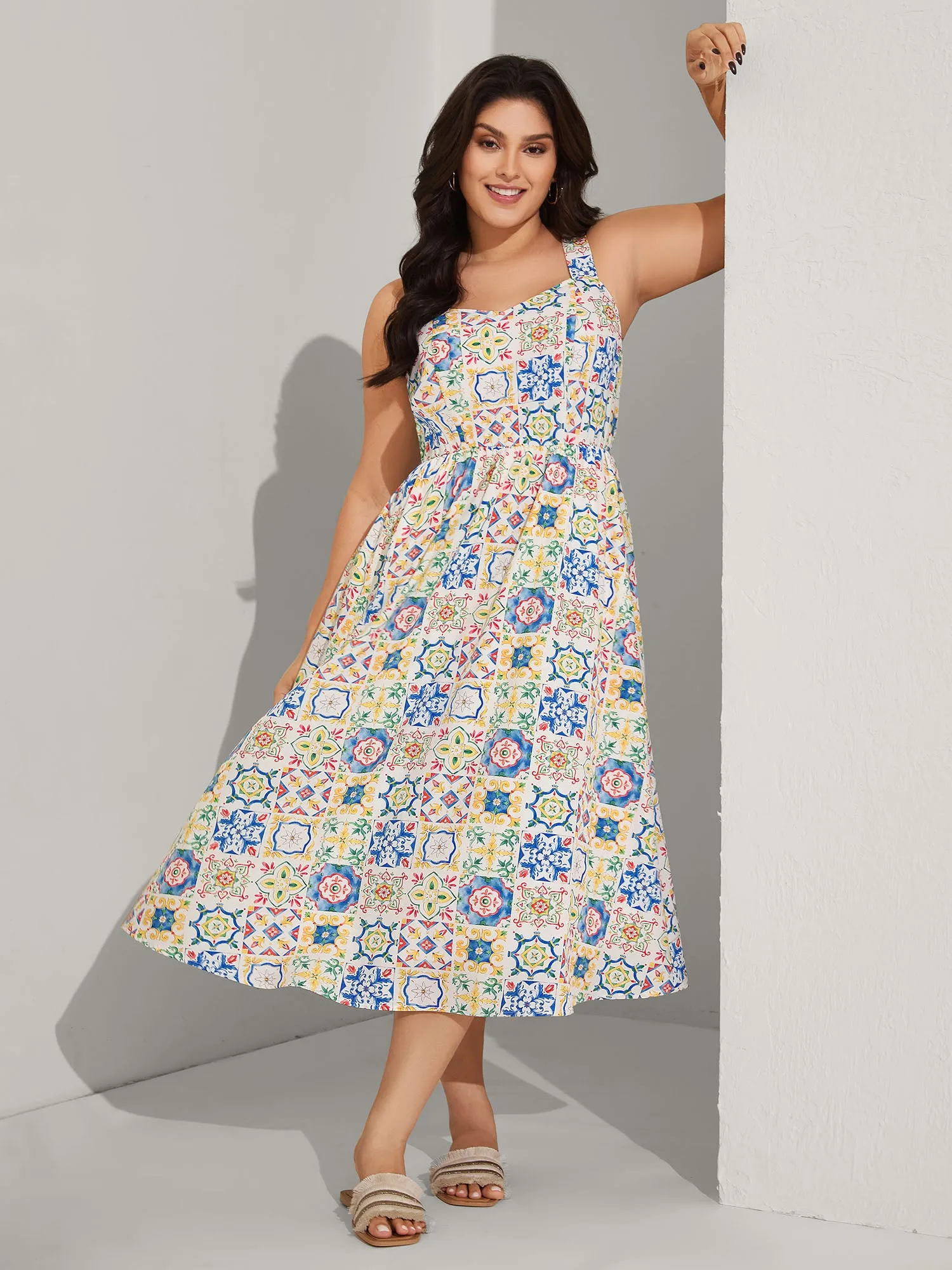 Floral Collage Pockets Cami Midi Dress sold by Bloomchic