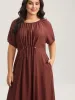 Rayon Pleated Waist-Cut Midi Dress sold by Bloomchic