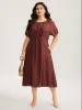Rayon Pleated Waist-Cut Midi Dress sold by Bloomchic