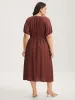 Rayon Pleated Waist-Cut Midi Dress sold by Bloomchic