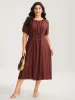 Rayon Pleated Waist-Cut Midi Dress sold by Bloomchic