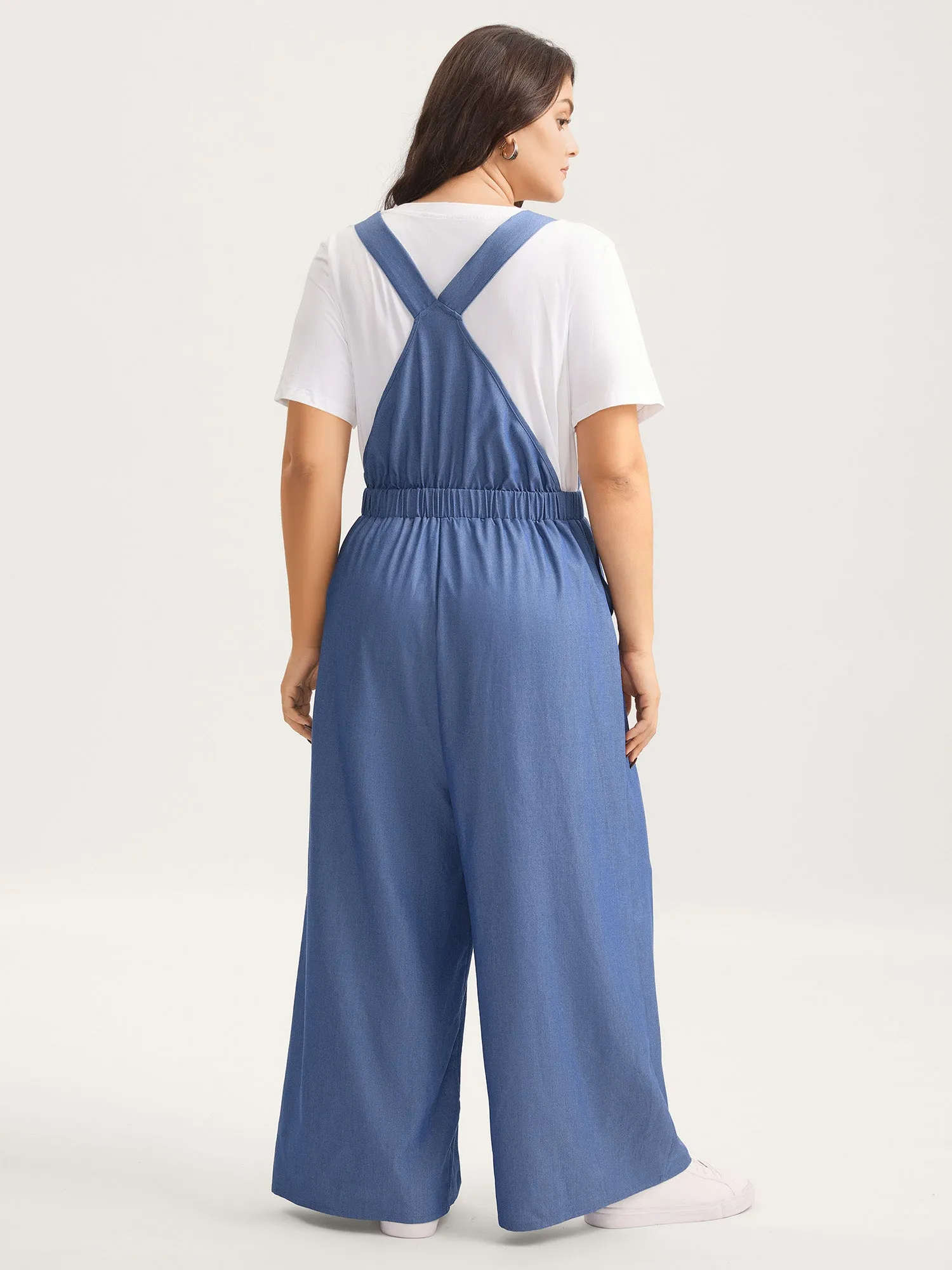 Stretchy Rayon Overall Straps Denim Jumpsuit sold by Bloomchic product image thumbnail 4