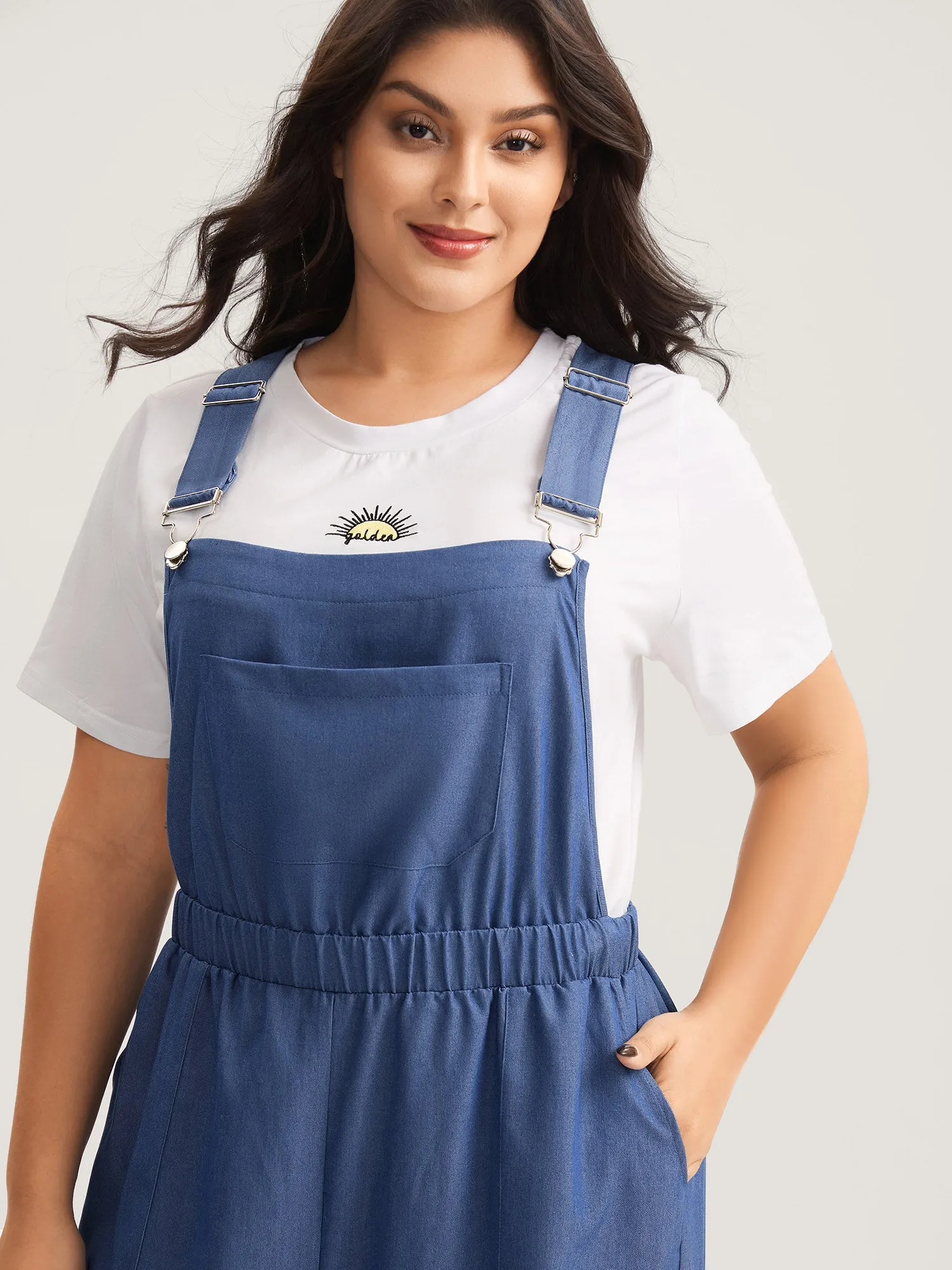 Stretchy Rayon Overall Straps Denim Jumpsuit sold by Bloomchic product image thumbnail 2