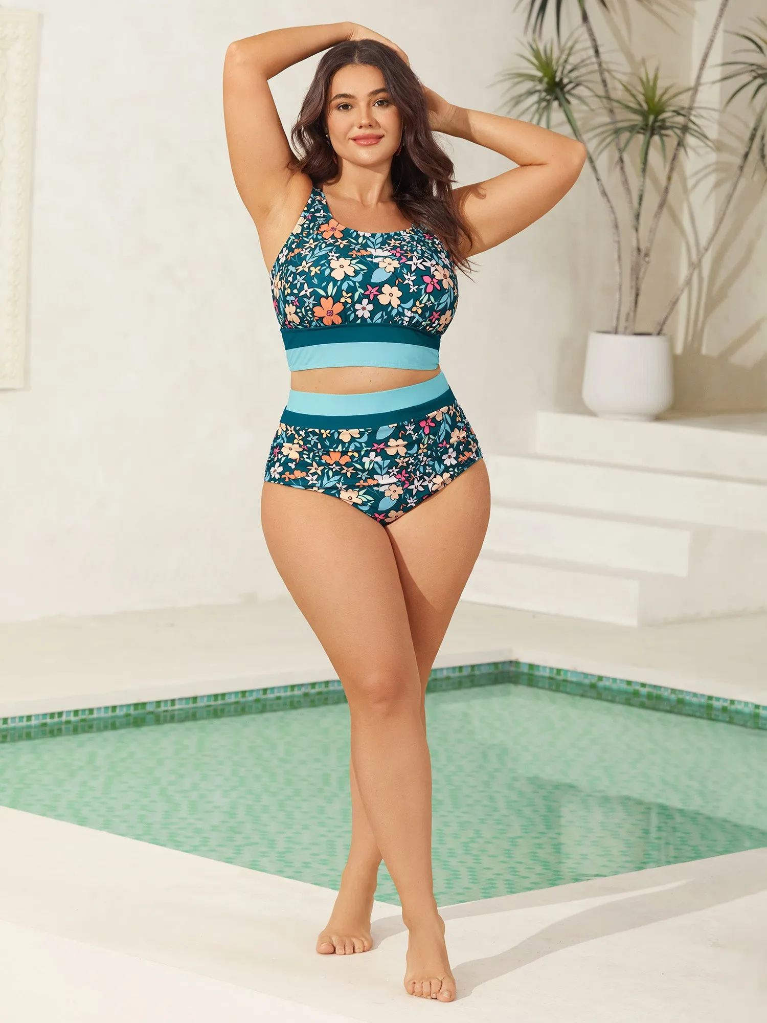 Floral Print Color Contrast Swim Bottoms sold by Bloomchic product image thumbnail 3