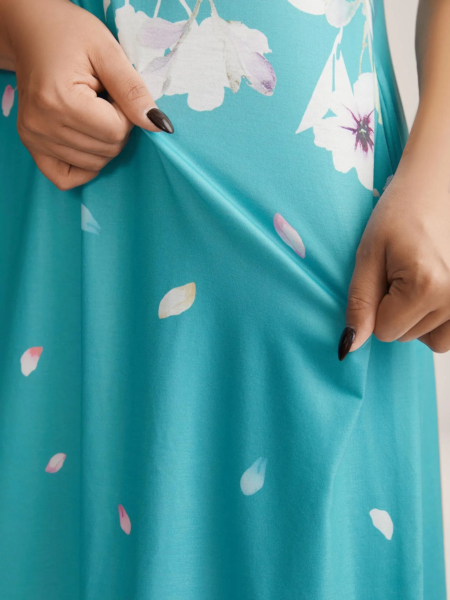 Stretchy Breezy Floral A-Line Midi Dress sold by Bloomchic product image thumbnail 5