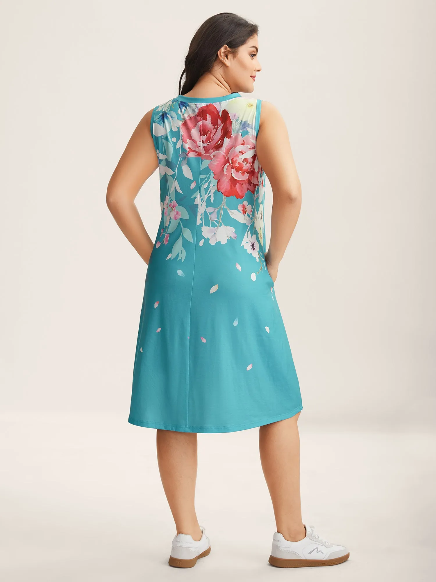 Stretchy Breezy Floral A-Line Midi Dress sold by Bloomchic product image thumbnail 4