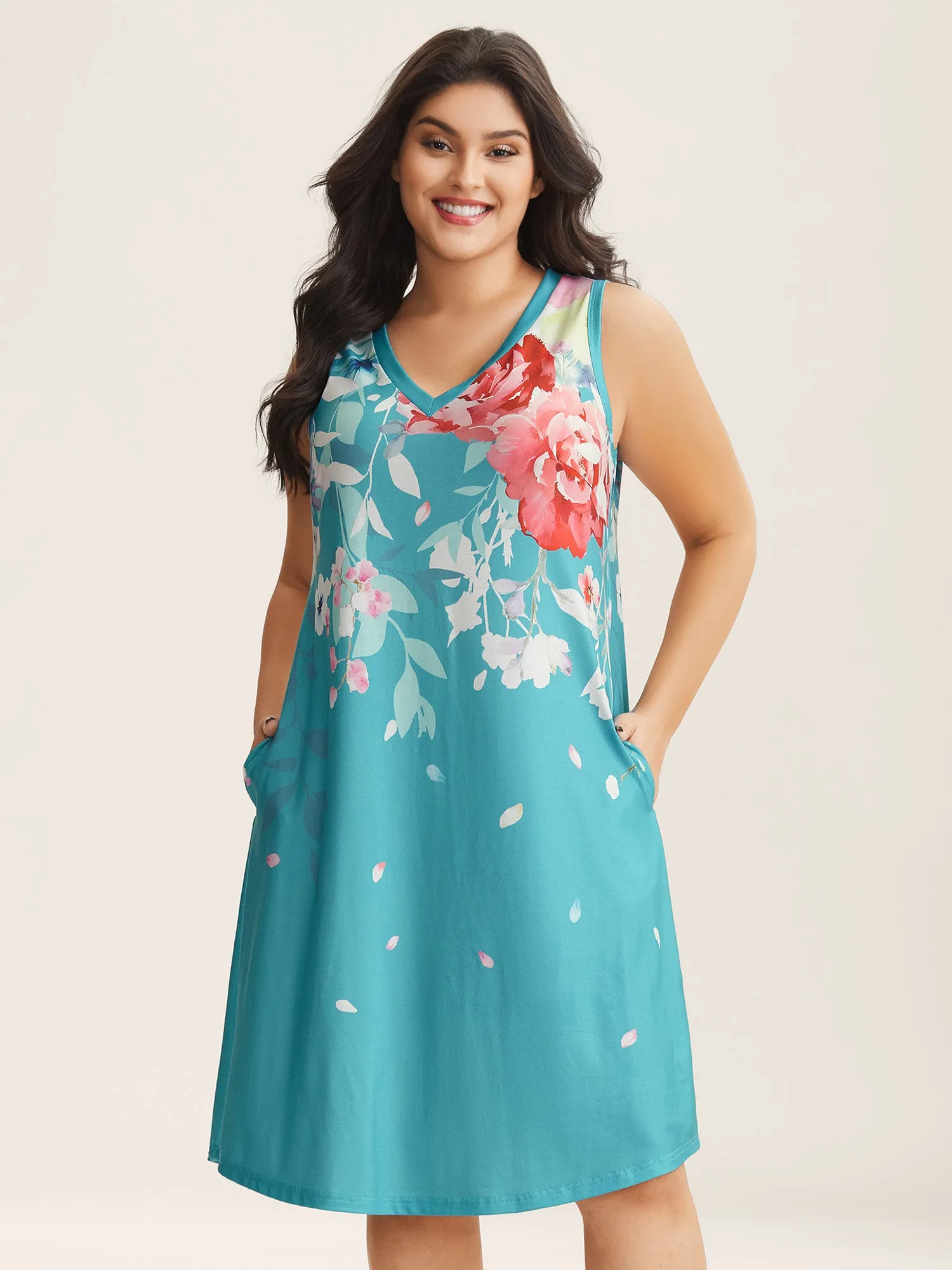 Stretchy Breezy Floral A-Line Midi Dress sold by Bloomchic
