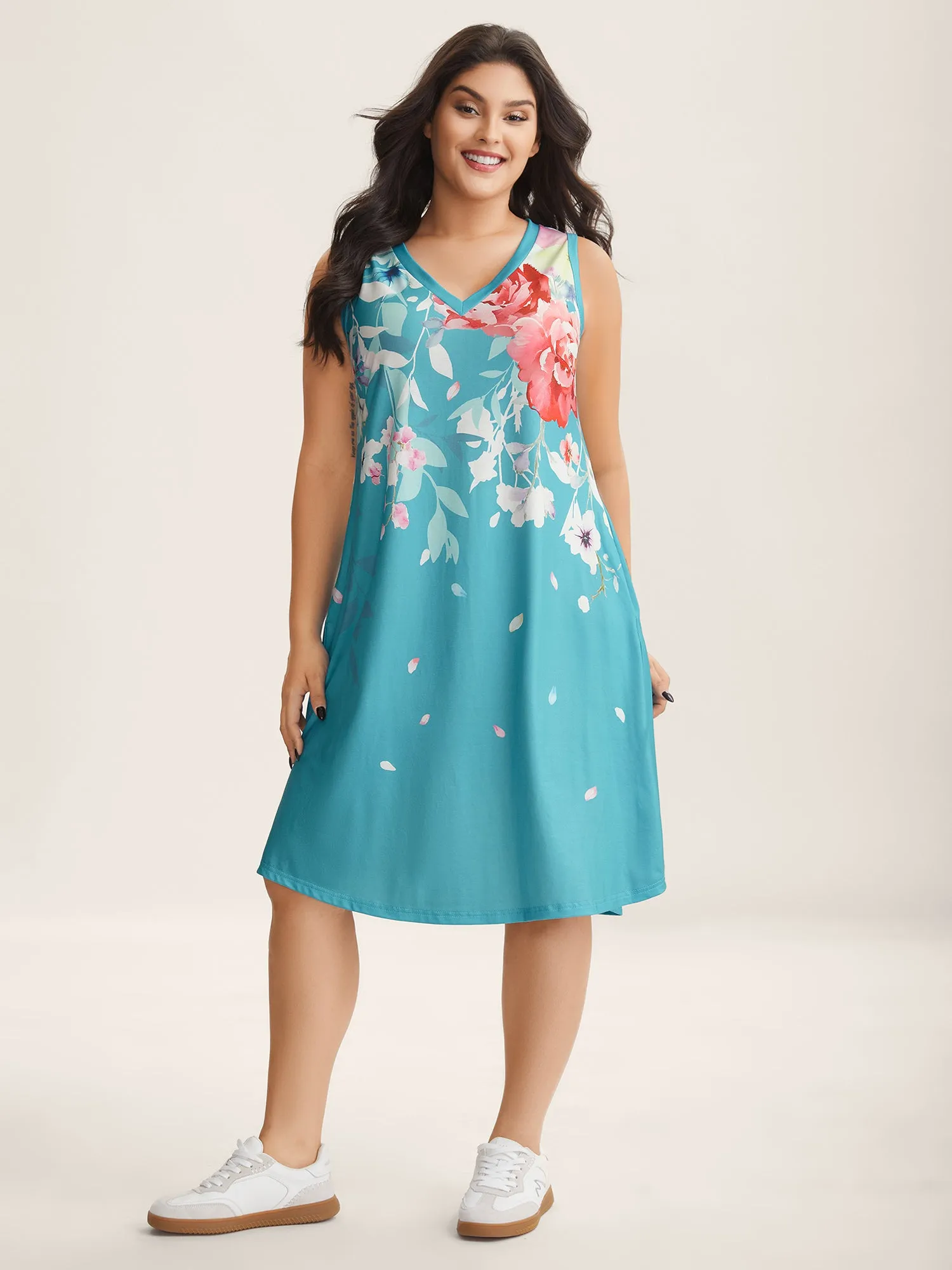 Stretchy Breezy Floral A-Line Midi Dress sold by Bloomchic product image thumbnail 3