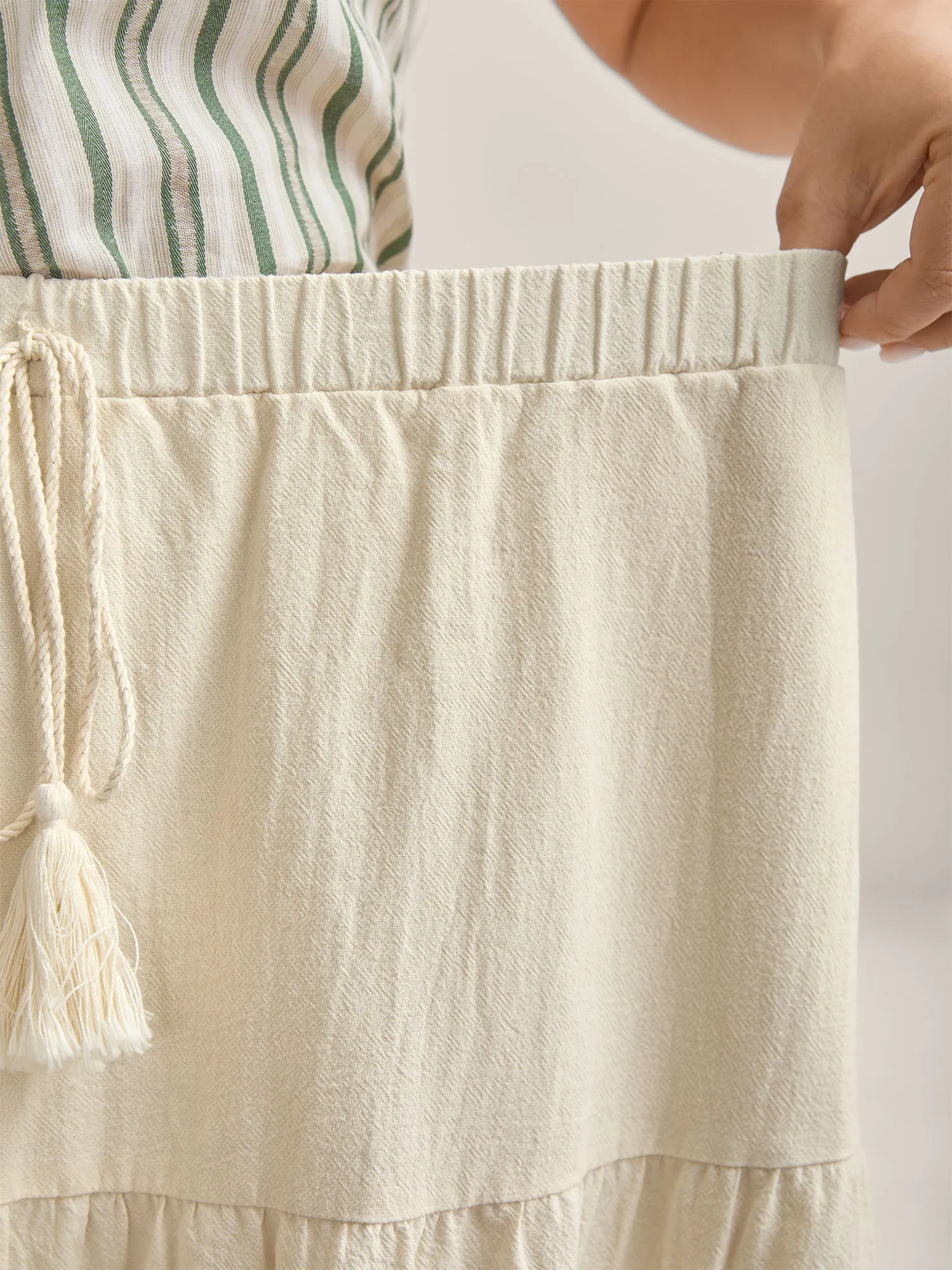 Stretchy Waist Drawstring Tiered Maxi Skirt sold by Bloomchic product image thumbnail 3