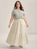 Stretchy Waist Drawstring Tiered Maxi Skirt sold by Bloomchic