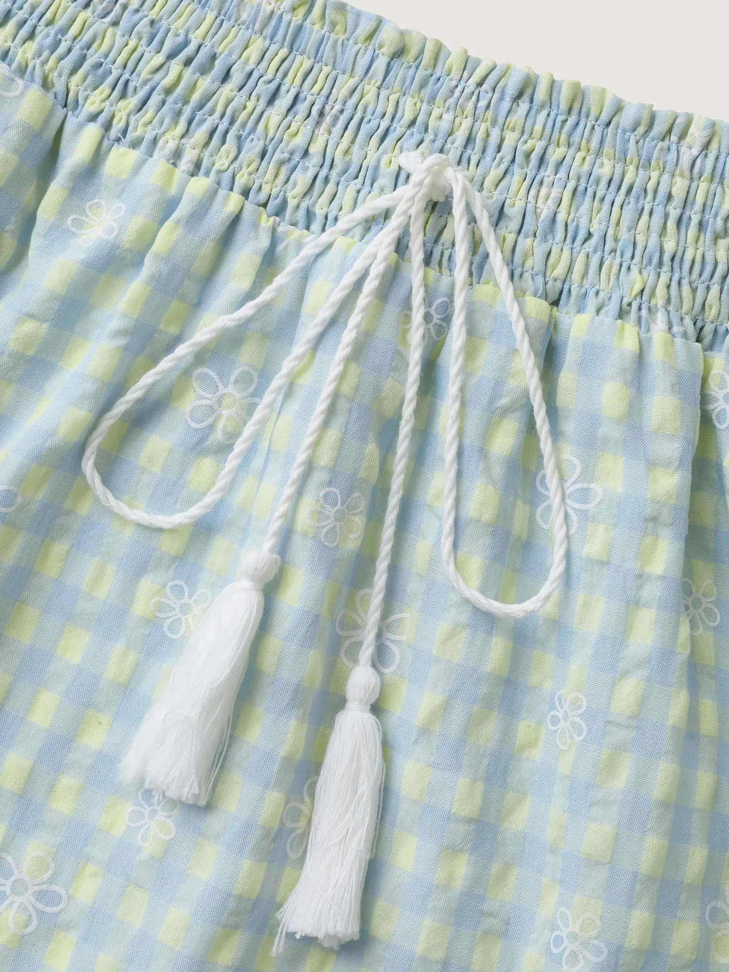 Plaid Floral Shirred Waist Maxi Skirt sold by Bloomchic product image thumbnail 5