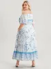 Off Shoulder Tie Neck Floral Print Midi Dress sold by Bloomchic