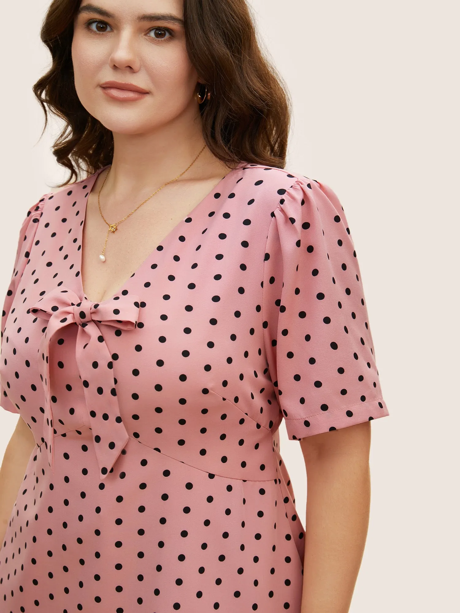 Polka Dot Ribbon Tied Collar Blouse sold by Bloomchic product image thumbnail 3