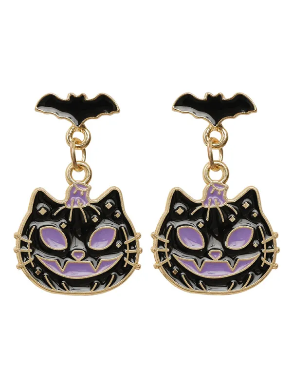 Halloween Cat Pendant Earrings sold by Bloomchic