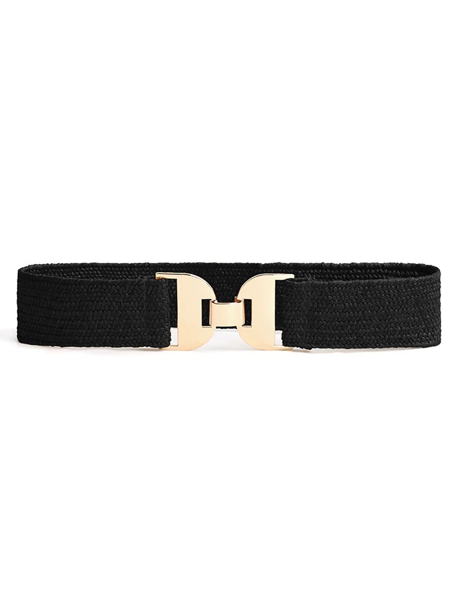 Geo Buckle Elastic Straw Belt sold by Bloomchic