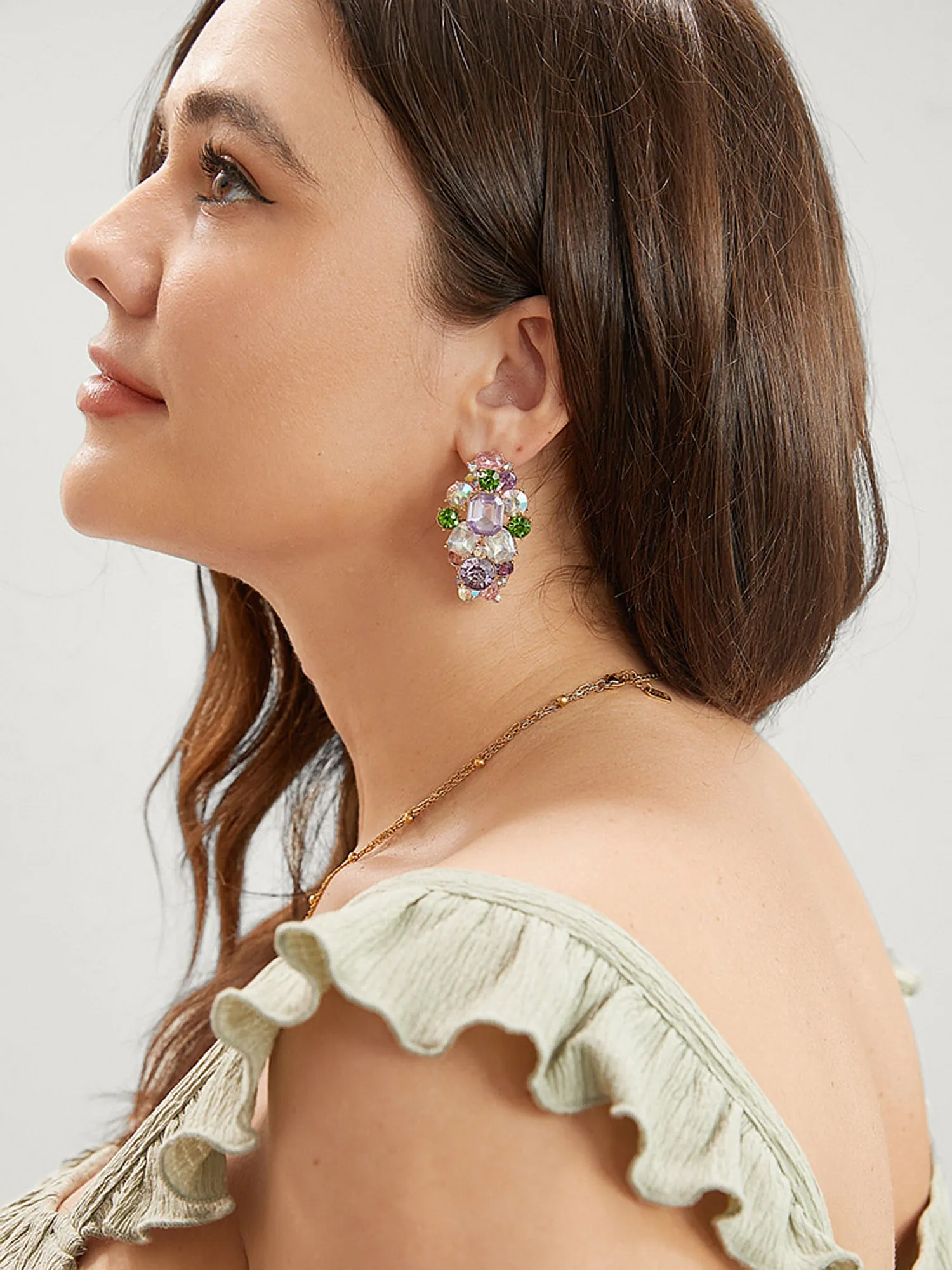 Color Rhinestone Geometric Earrings sold by Bloomchic product image thumbnail 4