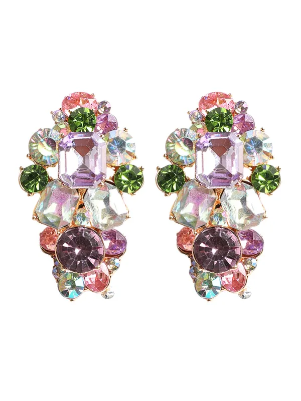 Color Rhinestone Geometric Earrings sold by Bloomchic