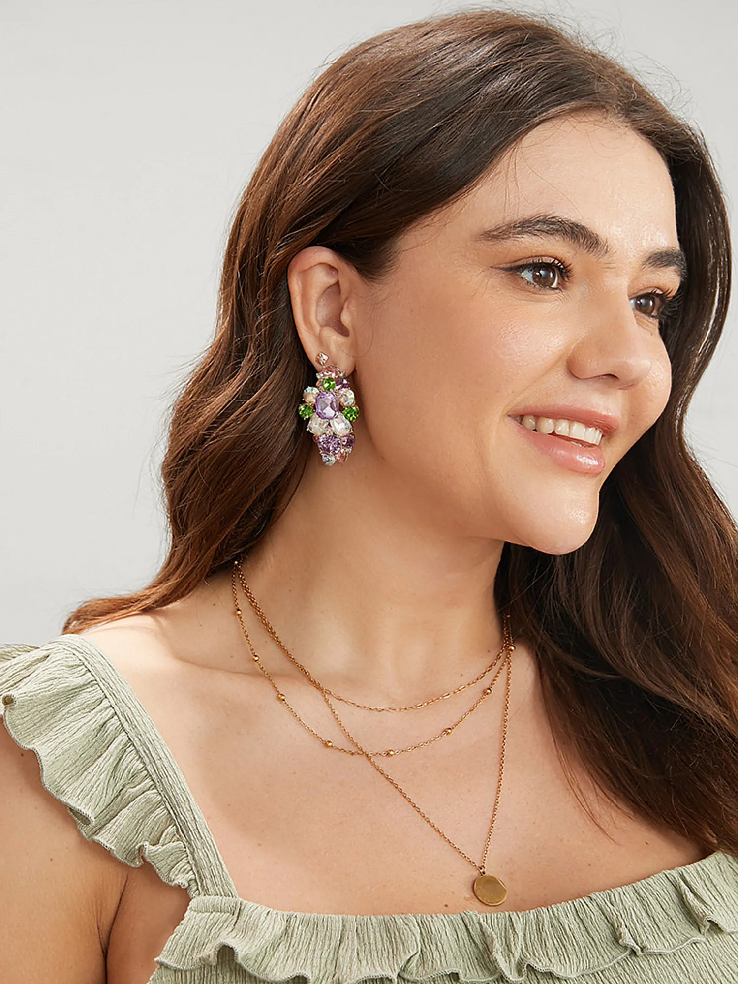 Color Rhinestone Geometric Earrings sold by Bloomchic product image thumbnail 5