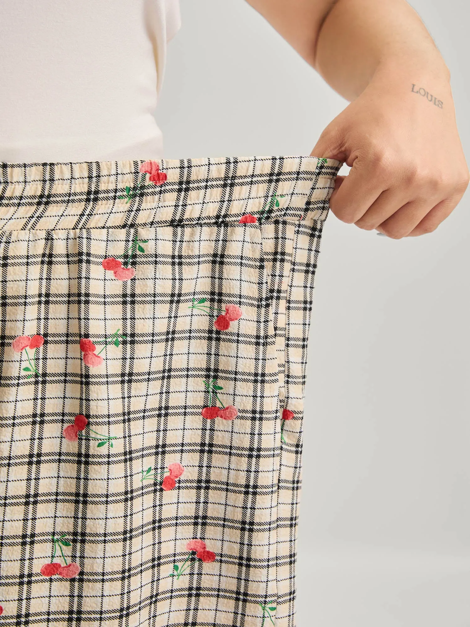 Cherry Plaid Buckle Button Shorts sold by Bloomchic product image thumbnail 4