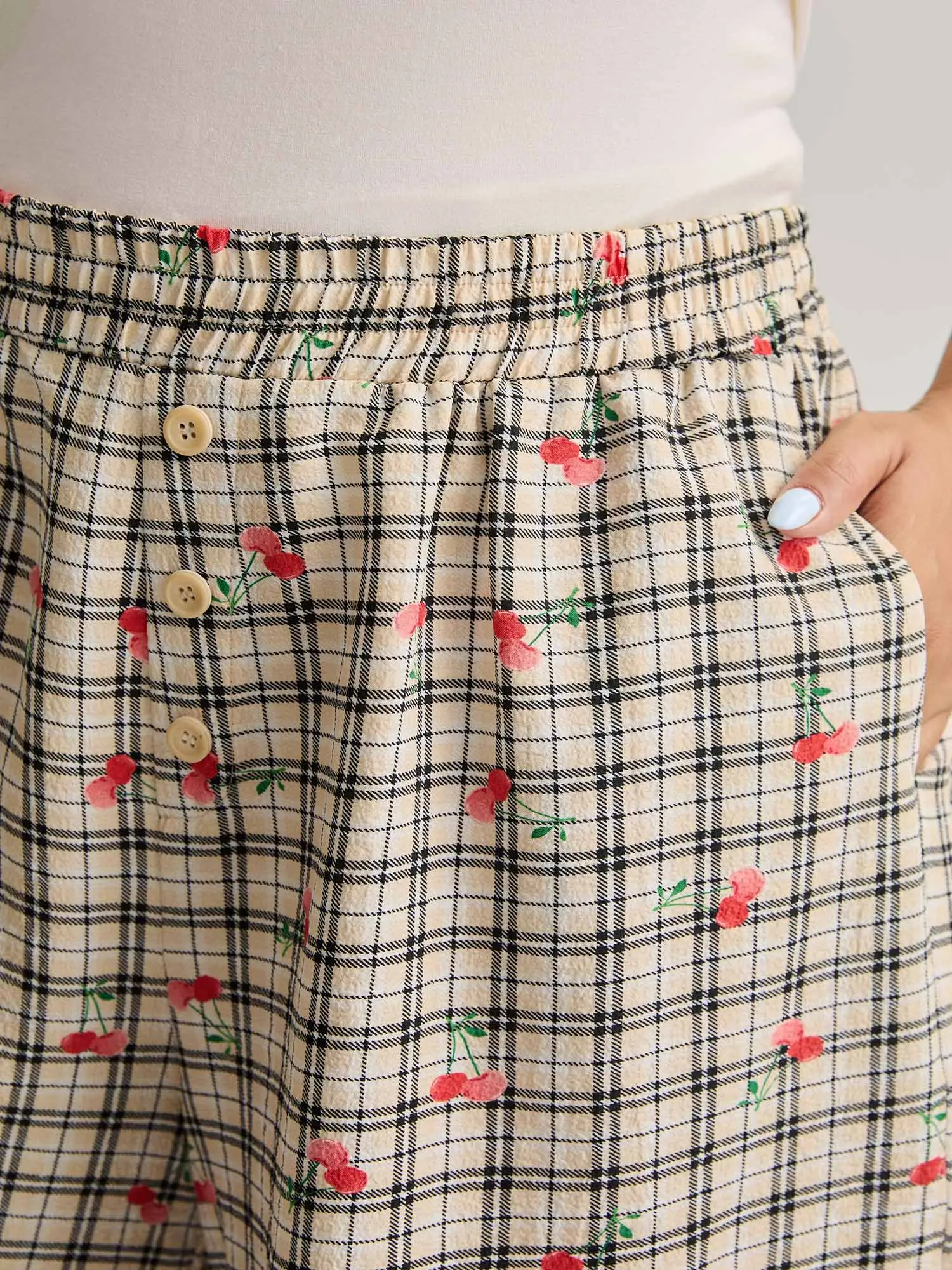 Cherry Plaid Buckle Button Shorts sold by Bloomchic product image thumbnail 3