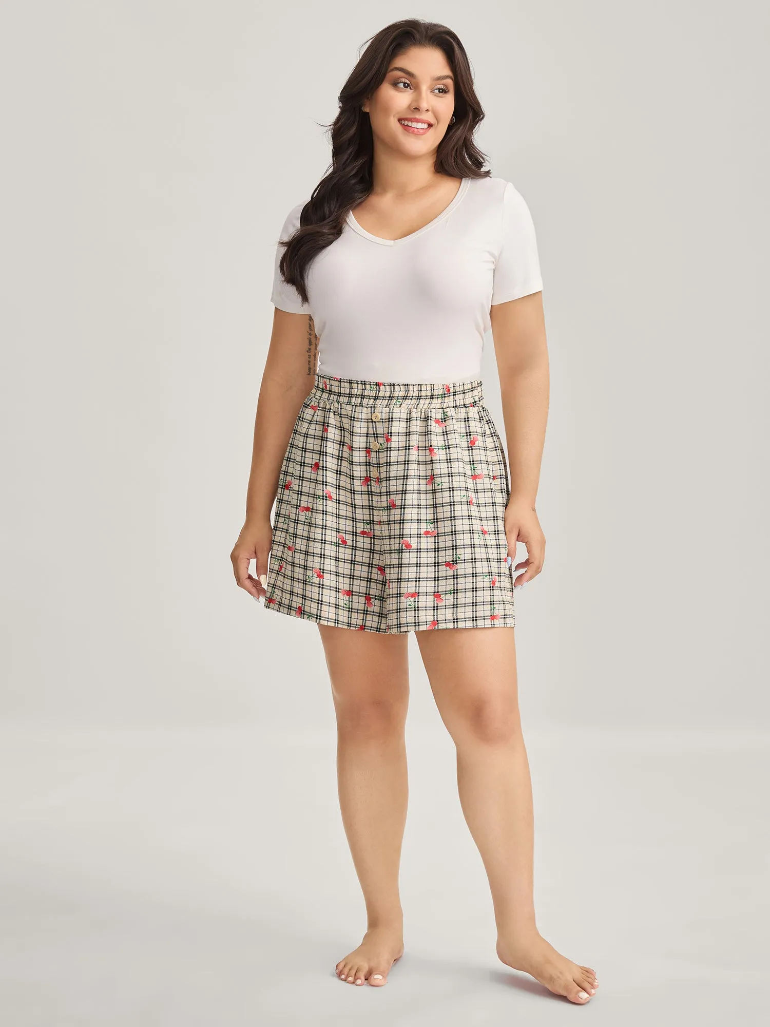 Cherry Plaid Buckle Button Shorts sold by Bloomchic product image thumbnail 2