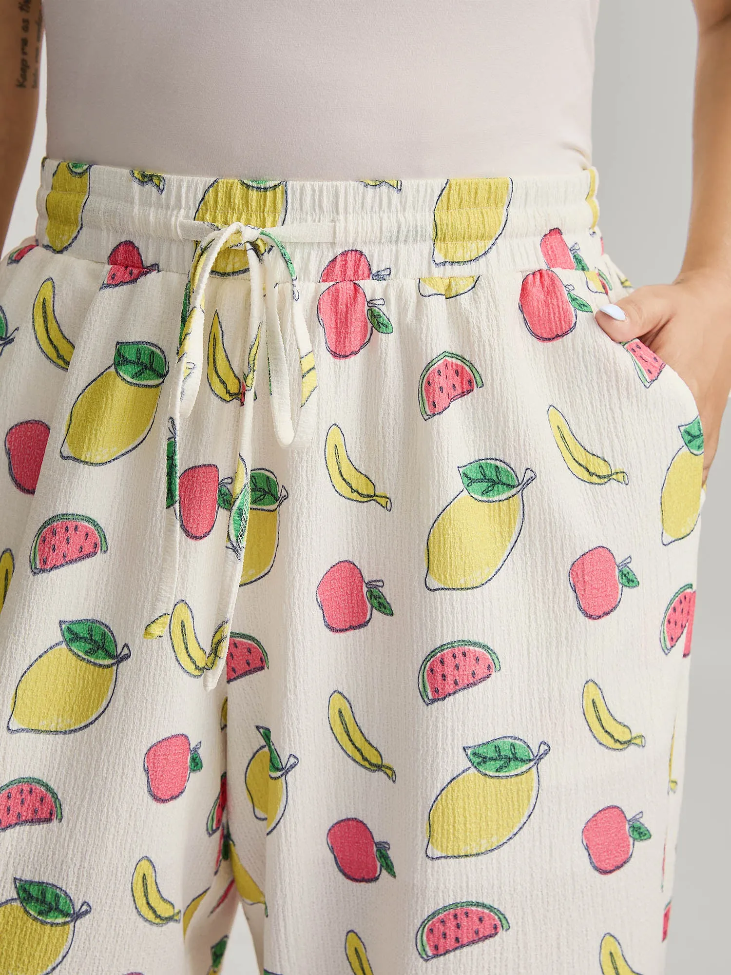 Sweet Fruit Print Wide-Leg Pajama Pants sold by Bloomchic product image thumbnail 4