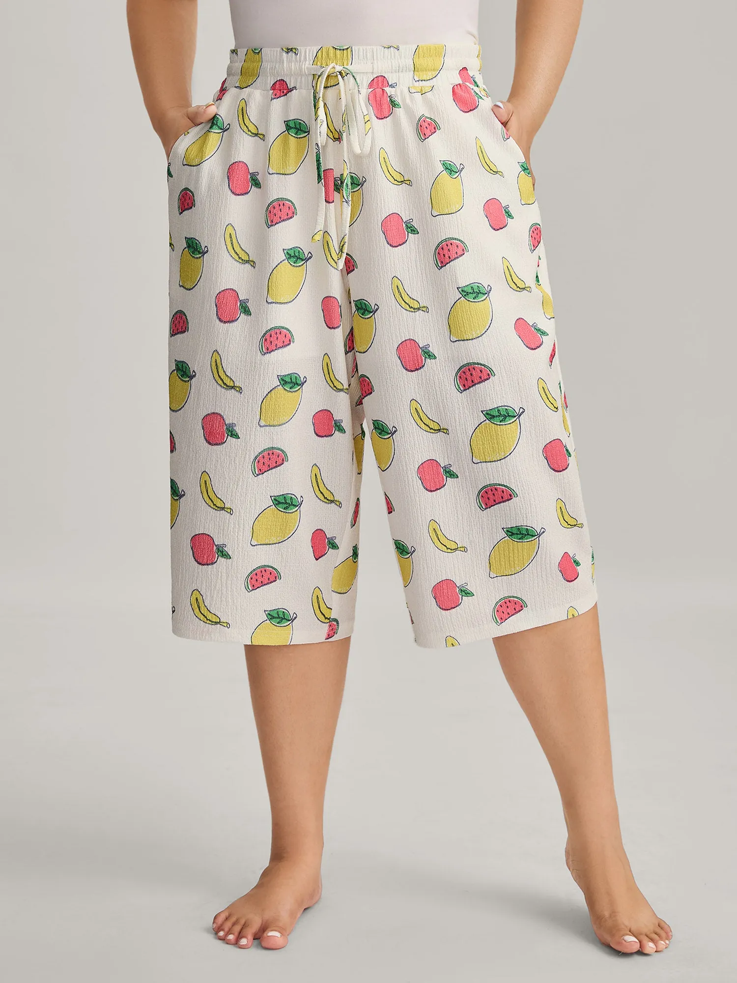 Sweet Fruit Print Wide-Leg Pajama Pants sold by Bloomchic
