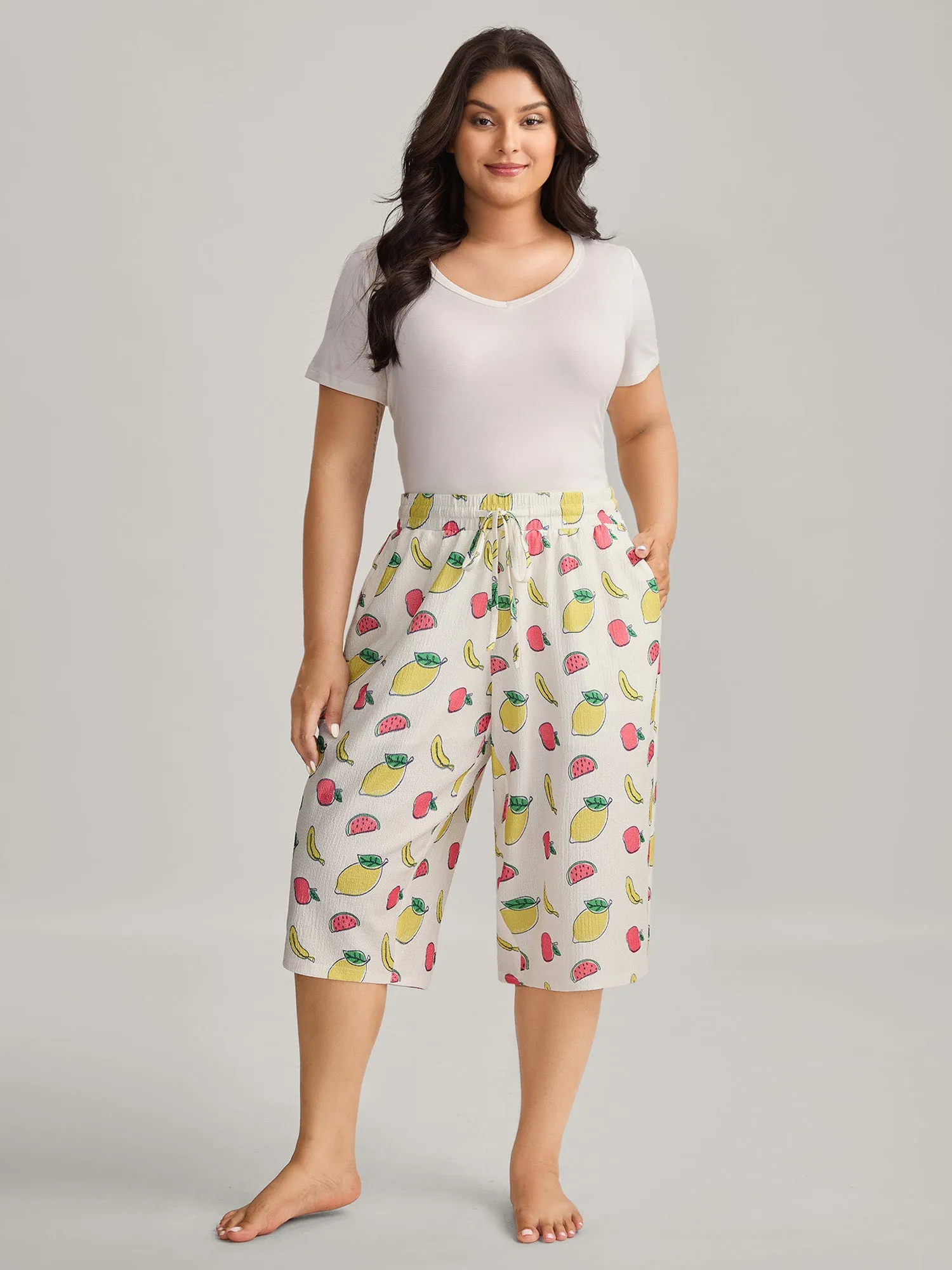 Sweet Fruit Print Wide-Leg Pajama Pants sold by Bloomchic product image thumbnail 2