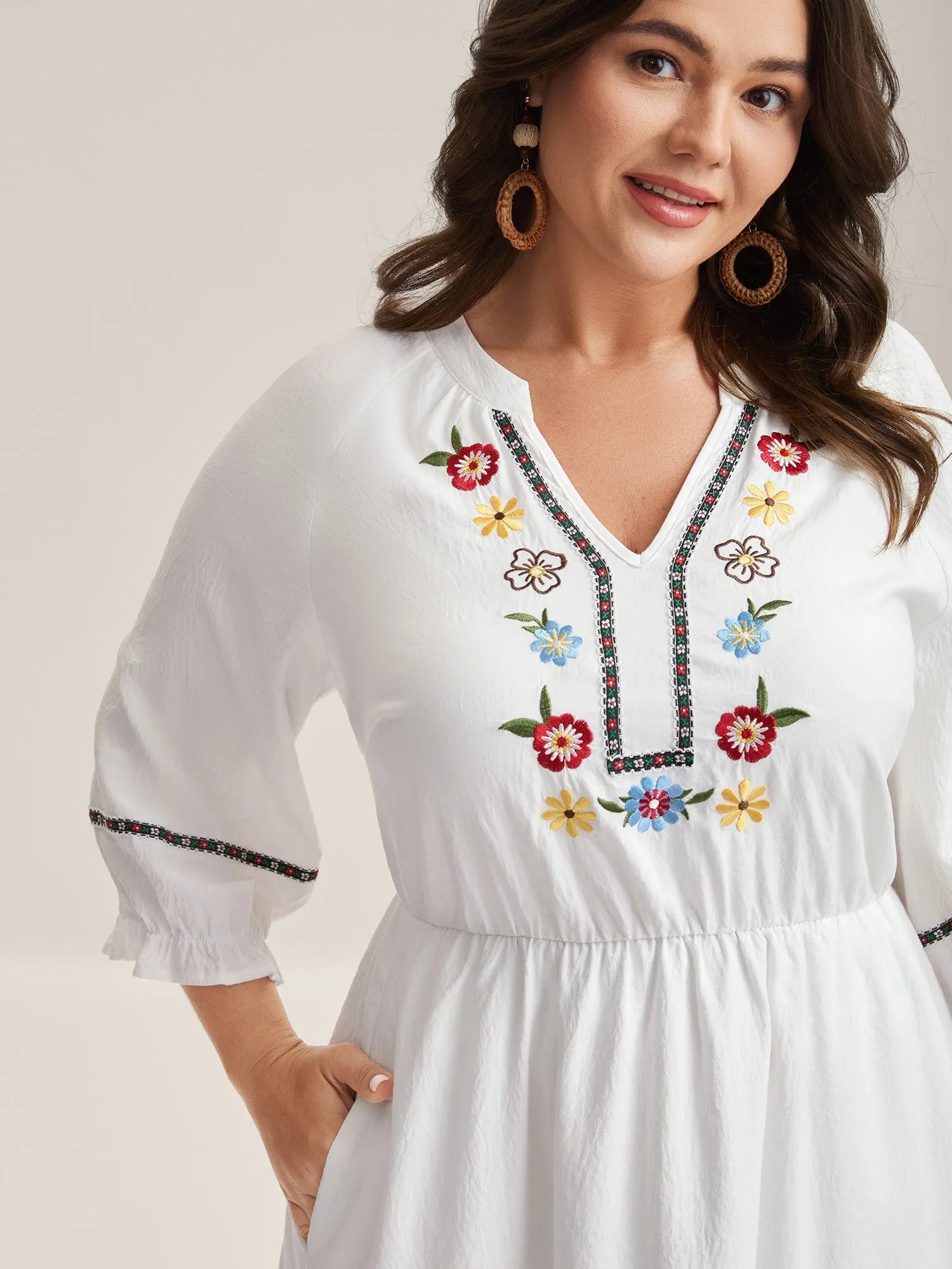 Floral Print A-Line Solid Midi Dress sold by Bloomchic