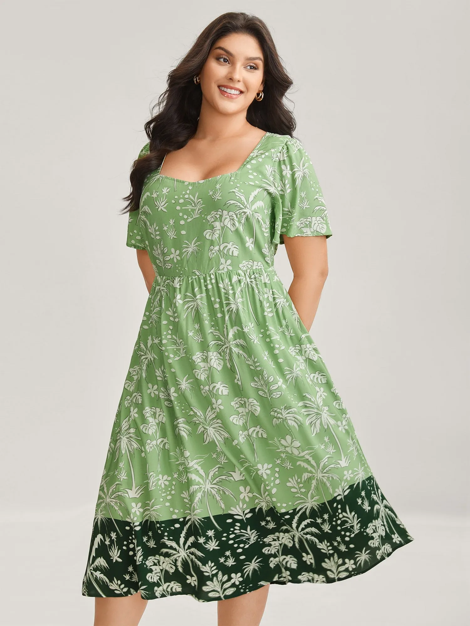 Tropical Mood Color Contrast Midi Dress sold by Bloomchic