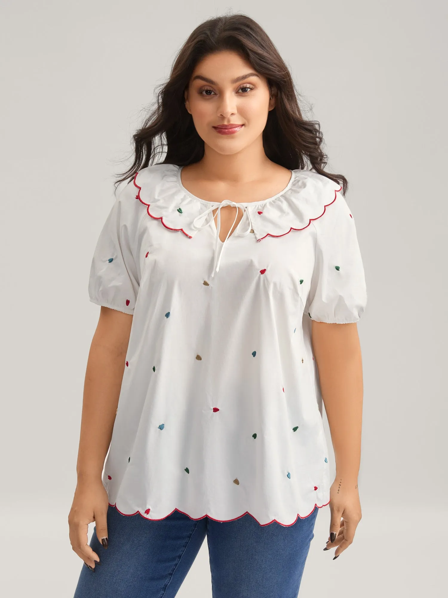 Sweetheart Embroidery Doll Collar Blouse sold by Bloomchic product image thumbnail 2