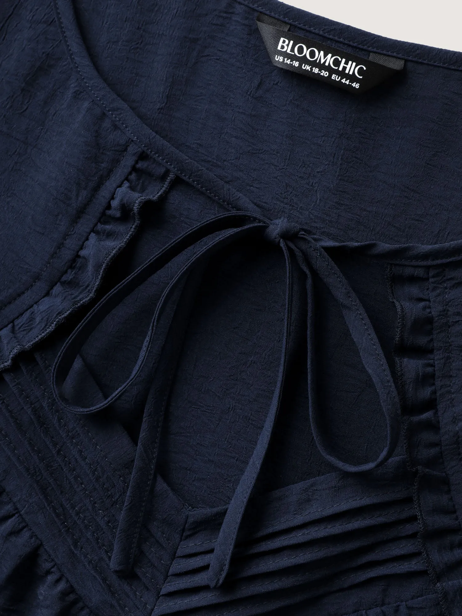 Toothpick Pleated Neck Tie Solid Blouse sold by Bloomchic product image thumbnail 5