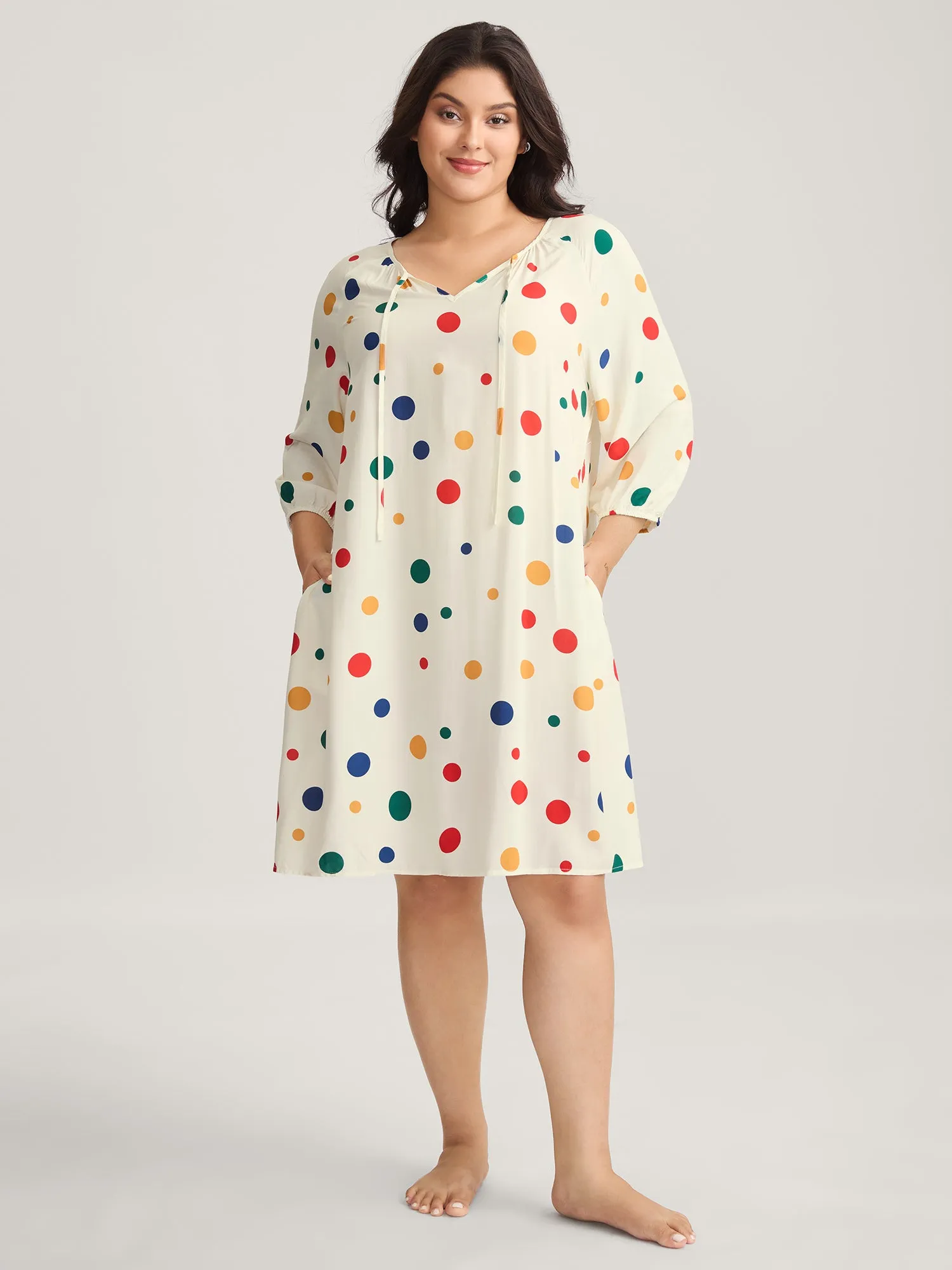 Rayon Colorful Polka Dots Sleep Dress sold by Bloomchic product image thumbnail 3
