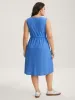 Textured Waist Drawstring Pockets Midi Dress sold by Bloomchic