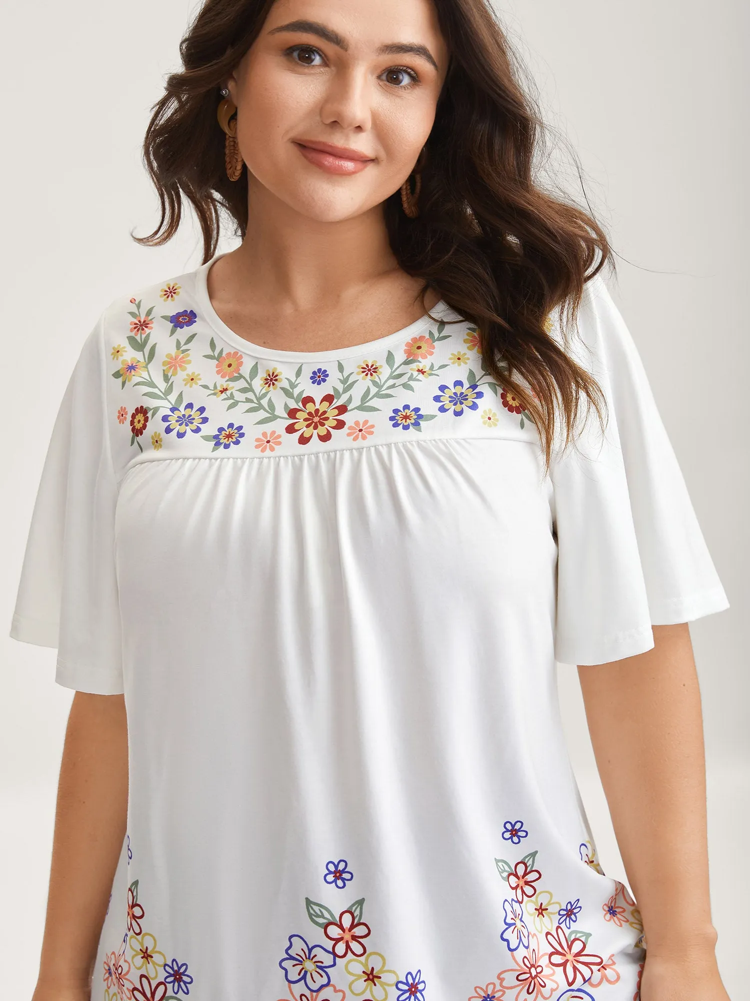 Floral Dreams Flared Sleeve Solid T-Shirt sold by Bloomchic product image thumbnail 2