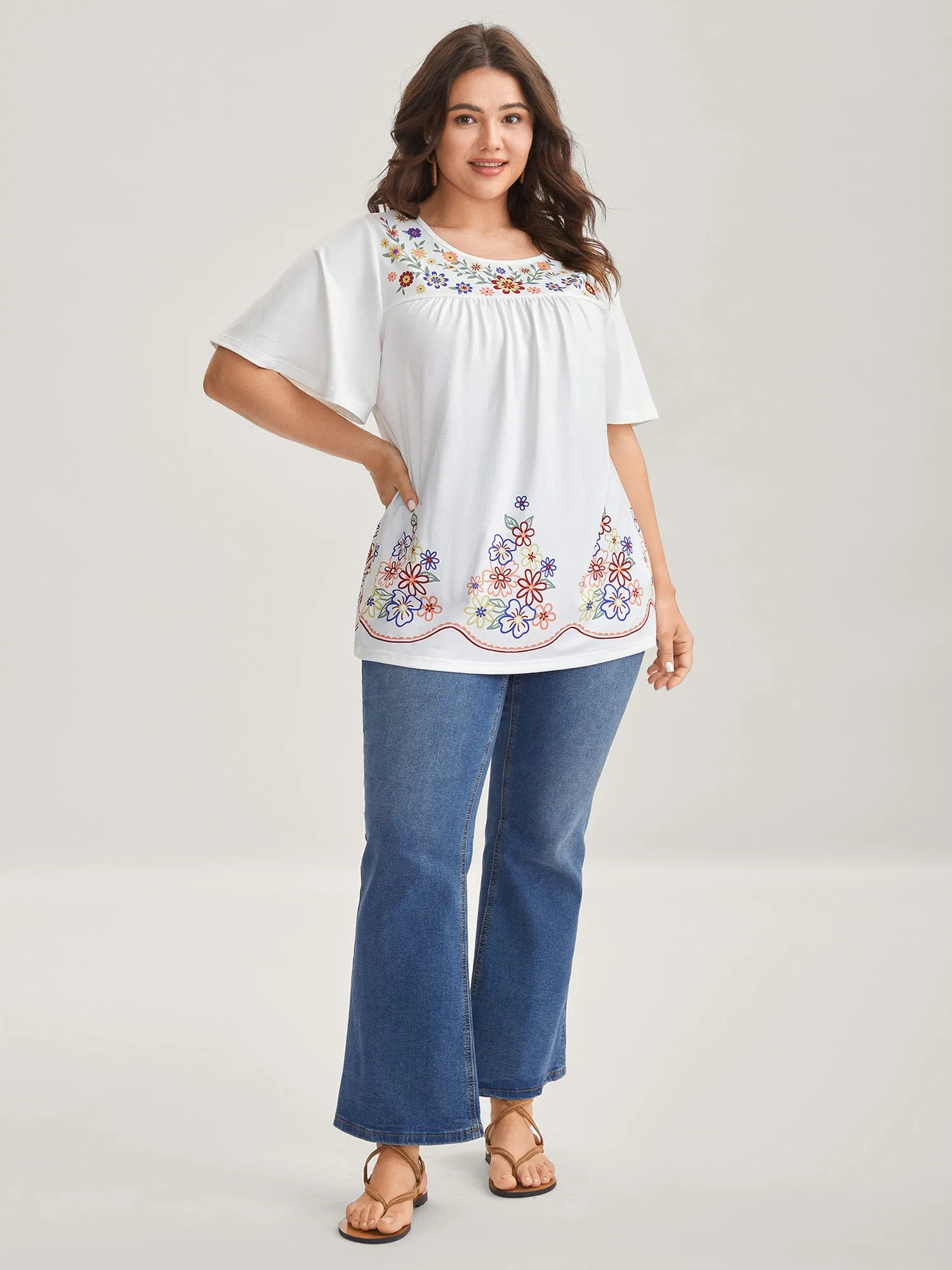 Floral Dreams Flared Sleeve Solid T-Shirt sold by Bloomchic product image thumbnail 4