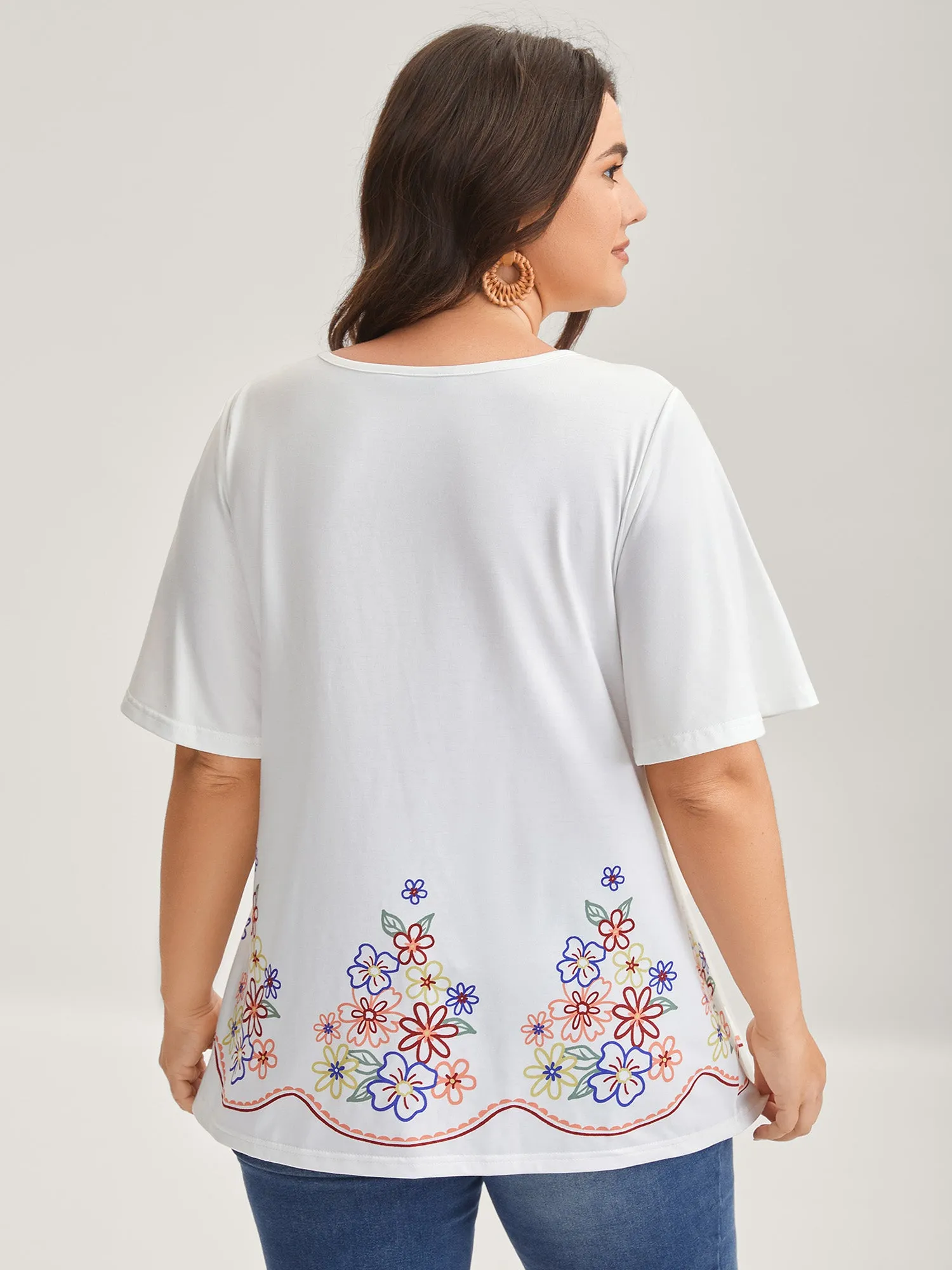 Floral Dreams Flared Sleeve Solid T-Shirt sold by Bloomchic product image thumbnail 3