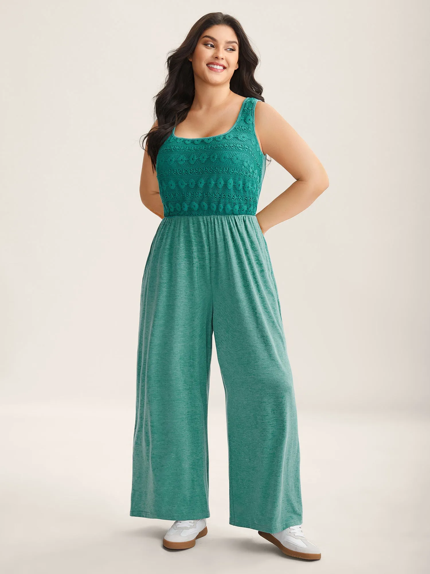 Textured Bodice Spliced Pockets Jumpsuit sold by Bloomchic