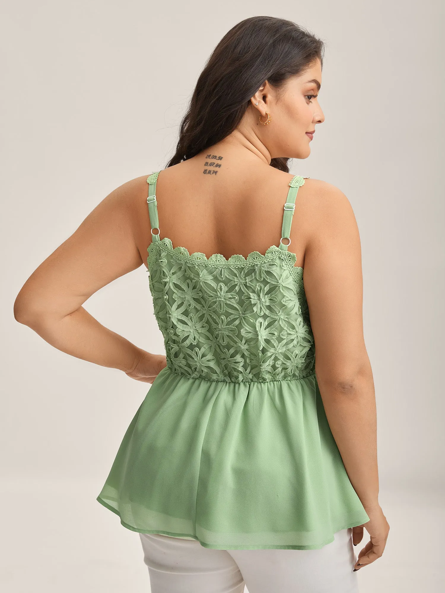 Textured Lace Tie Flared Tank Top sold by Bloomchic product image thumbnail 4