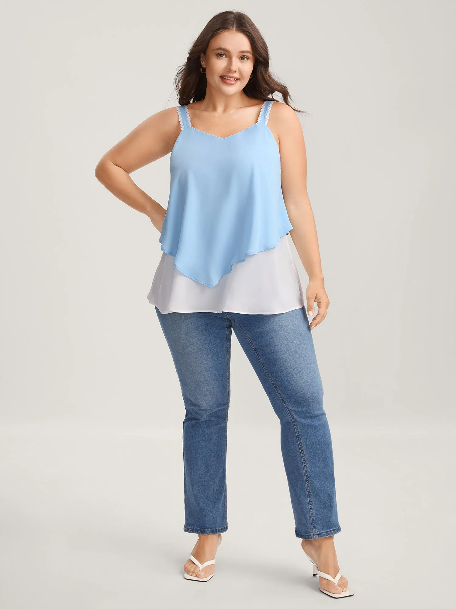 Soft Color Contrast Ribbon Tank Top sold by Bloomchic product image thumbnail 3