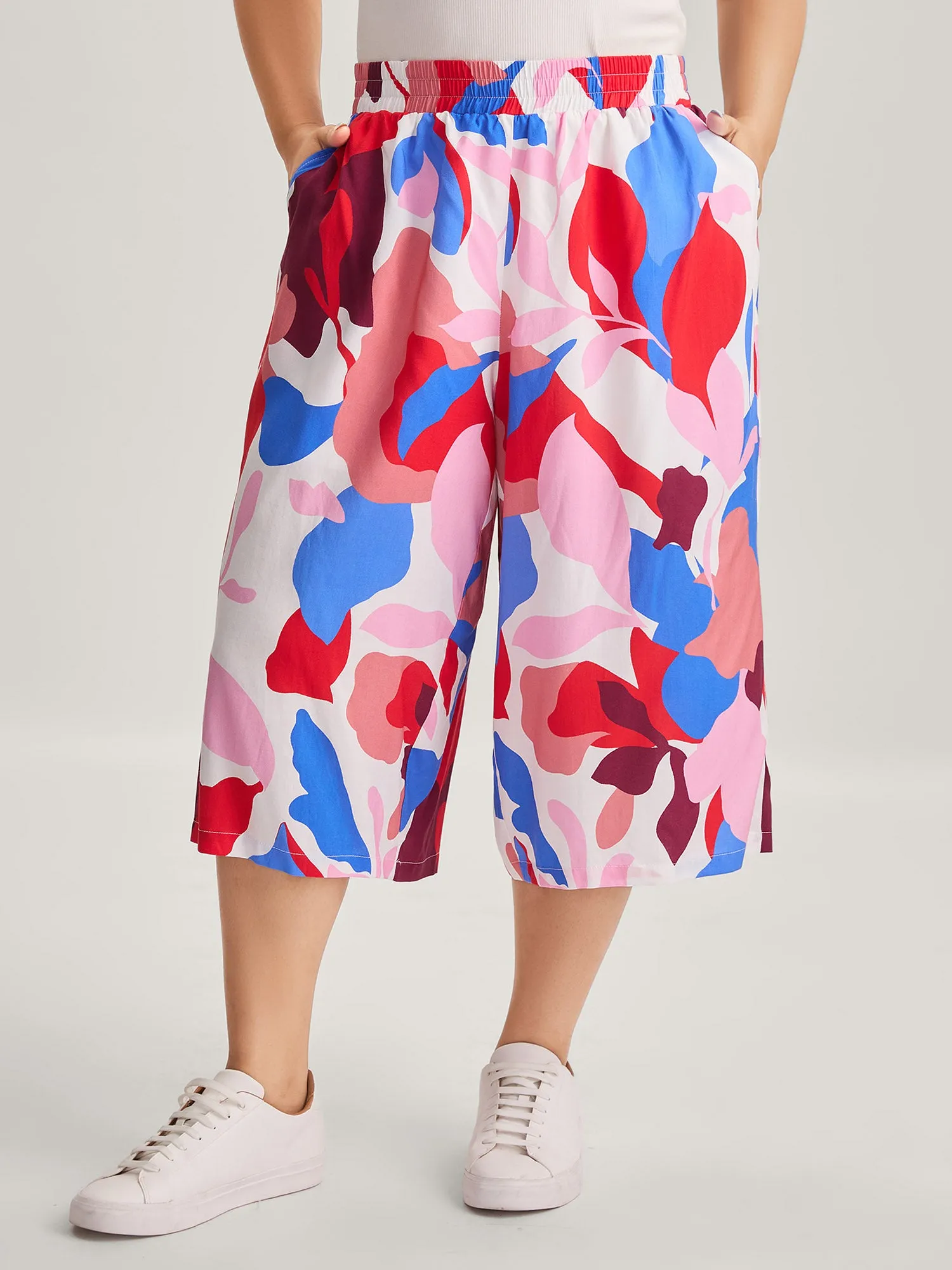 Color Block Stretchy Waist Wide-Leg Pants sold by Bloomchic