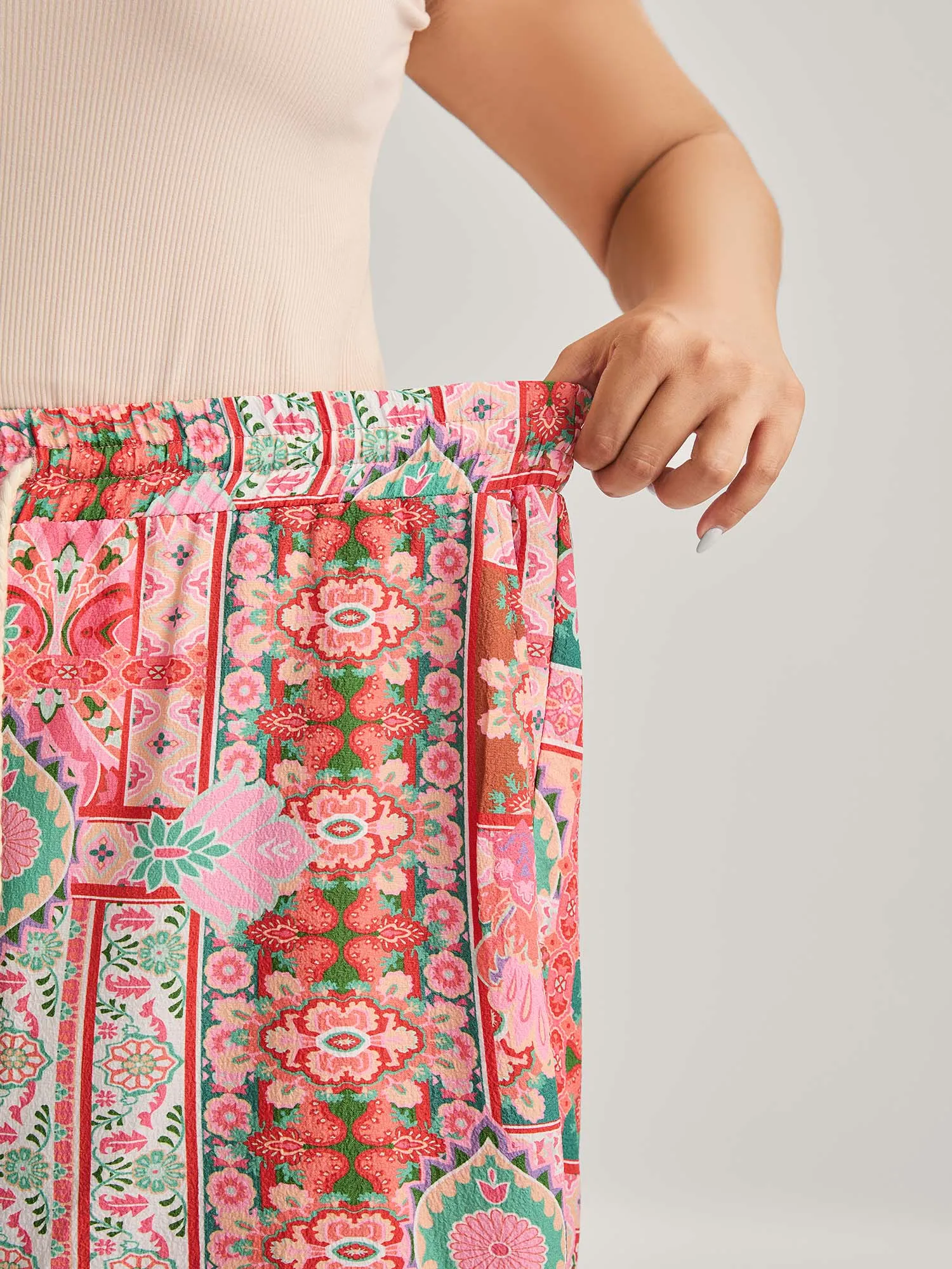 Floral Collage Stretchy Waist Wide-Leg Pants sold by Bloomchic product image thumbnail 2
