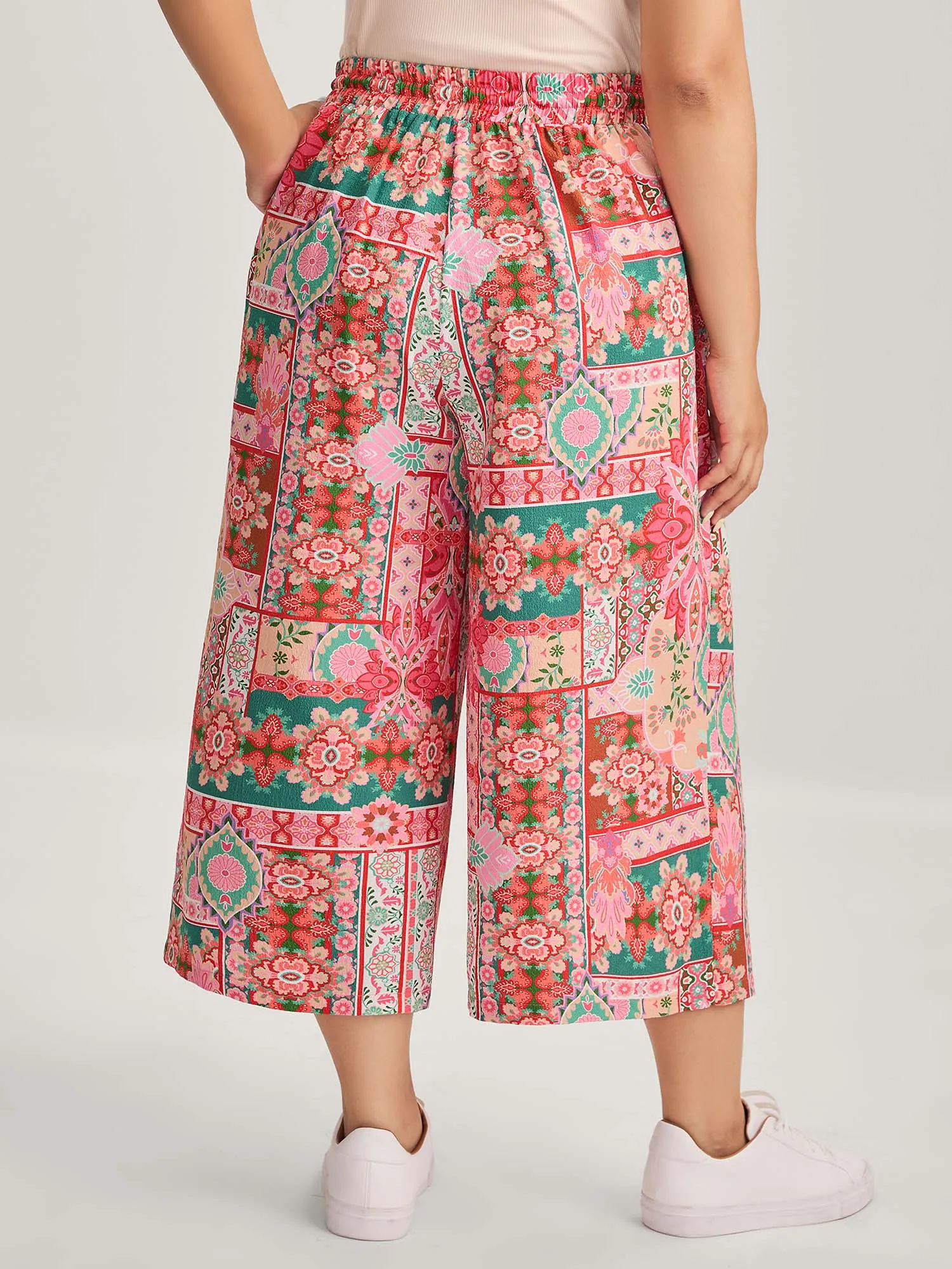 Floral Collage Stretchy Waist Wide-Leg Pants sold by Bloomchic product image thumbnail 4