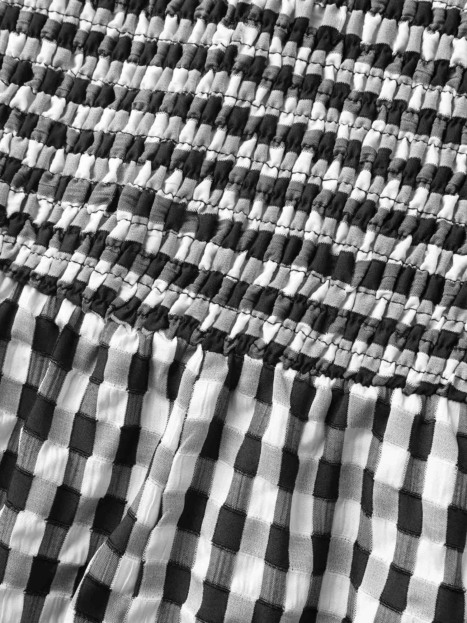 Gingham Print Shirred Straight-Leg Jumpsuit sold by Bloomchic product image thumbnail 5