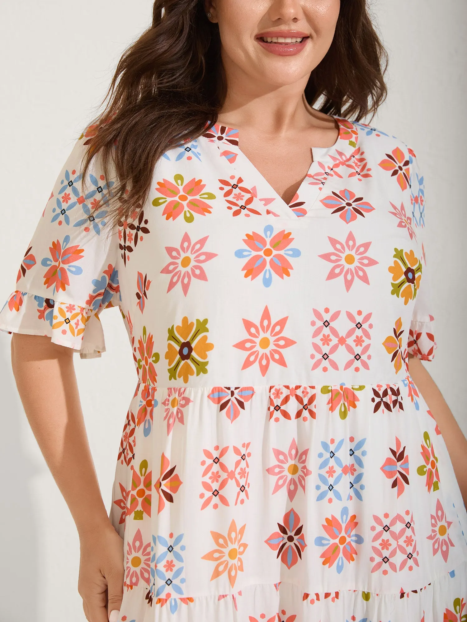 Handmade Block Print Tiered Midi Dress sold by Bloomchic product image thumbnail 2